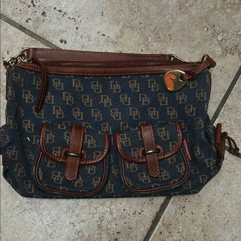 Dooney & Bourke Brown and Tan Belt Bag with Leather Trim